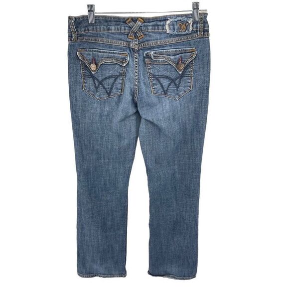 Worn Womens Flare Jeans Denim Stretch 5 Pocket Mid rise Medium Wash Blue Size 10 - Picture 10 of 12